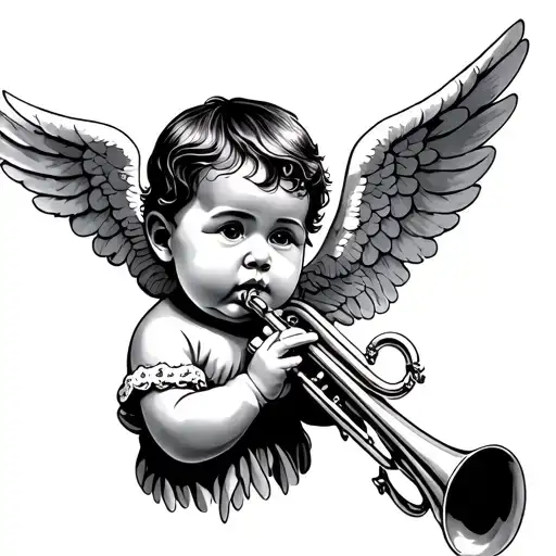 baby Angel Trumpeter tattoo tattoo design idea