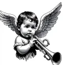 baby Angel Trumpeter tattoo tattoo design idea