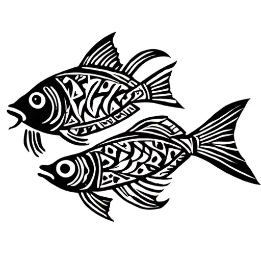 fish shaped noah and chloe tattoo design idea