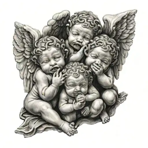 3 baby angels see no evil speak no evil hear no evil tattoo design idea