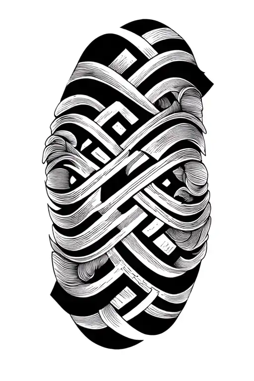 tribal lines wave with existing Greek key arm band worked in  tattoo design idea