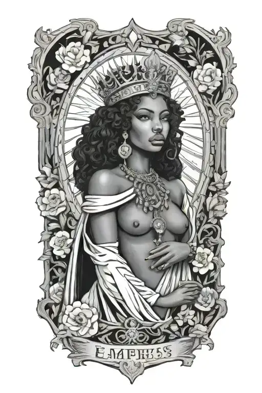the empress tarot card black woman tattoo design idea