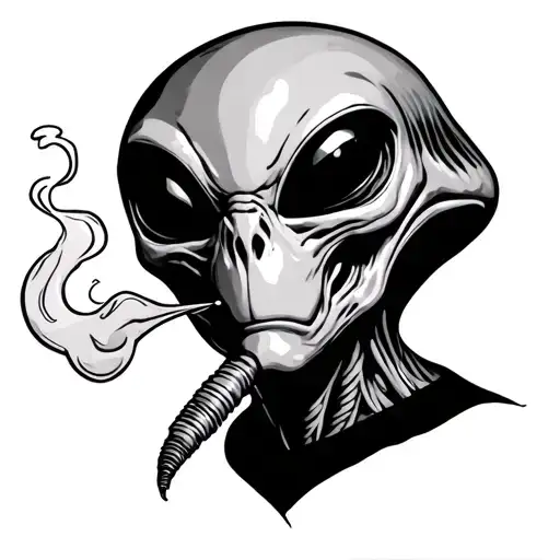 ALIEN smoking tattoo design idea