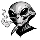 ALIEN smoking tattoo design idea