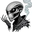 ALIEN smoking tattoo design idea