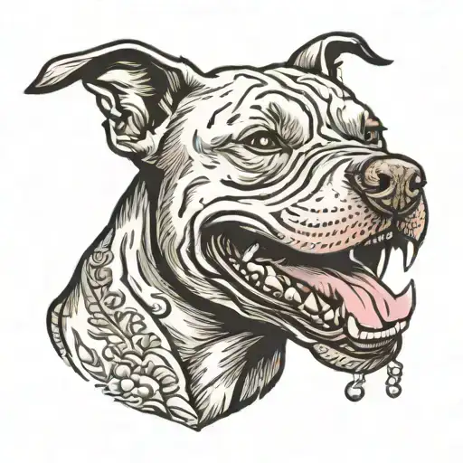 a pit bull smiling tattoo design idea