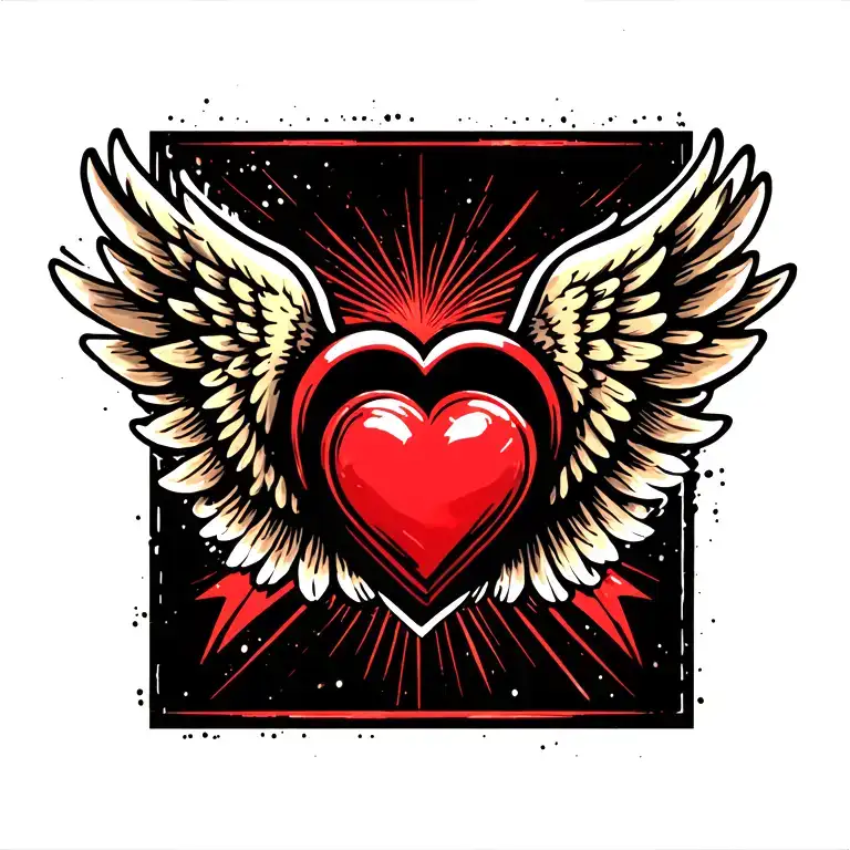 Wings with heart. No background tattoo design idea