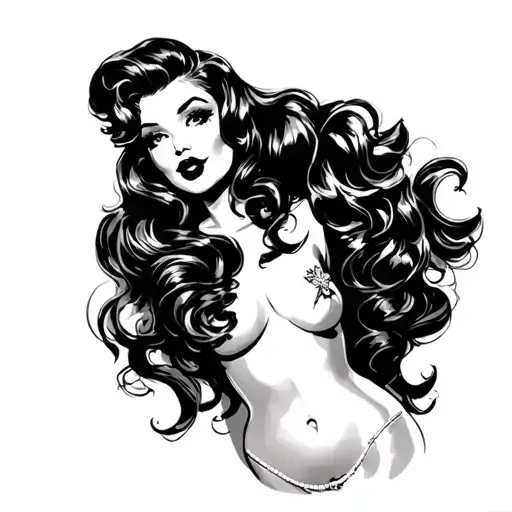 Black Pin Up Girl tattoo design idea