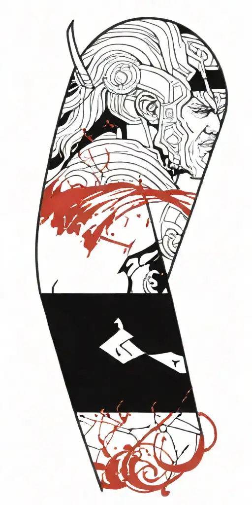 a symbol of a nordic god, a combination of thor and loki tattoo design idea