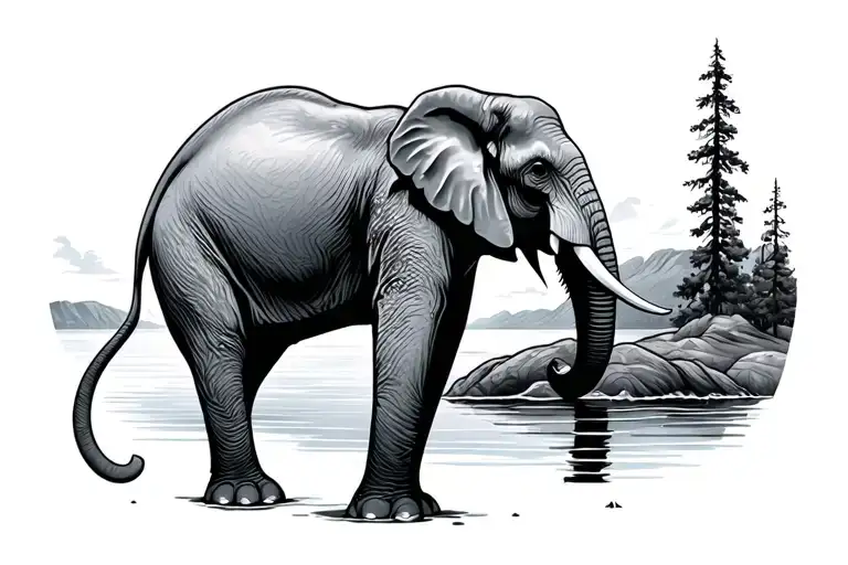 elephant butte lake tattoo design idea