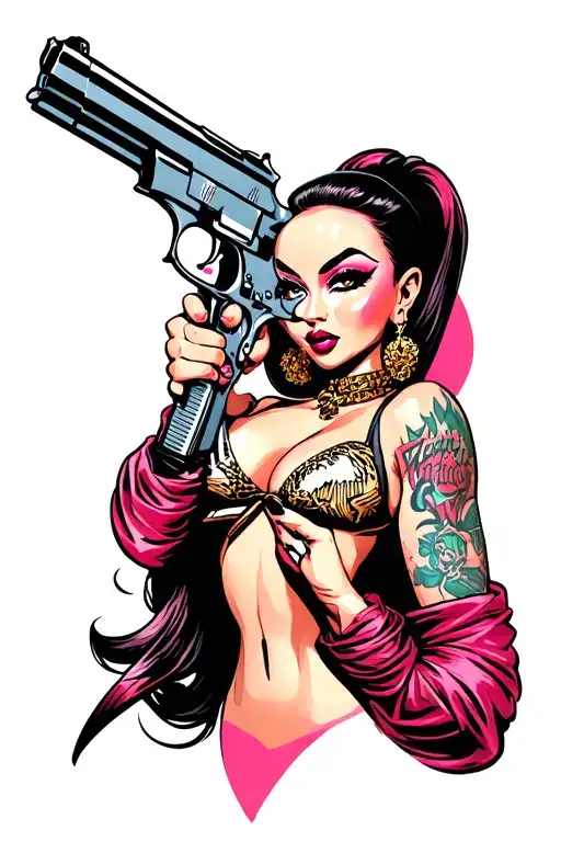 "Dimps" gangster jessica rabbit Holding a tattoo gun tattoo design idea