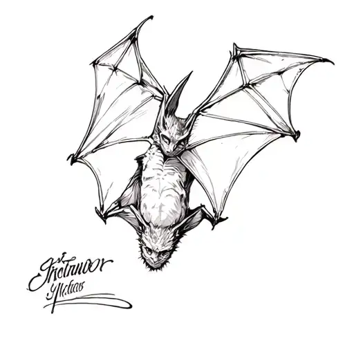 a bat flying side view, realism style tattoo tattoo design idea