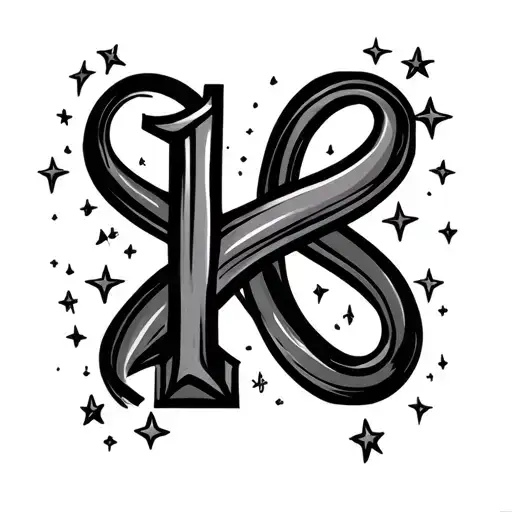 infinity symbol with number 14 and stars but in a unisex way tattoo design idea