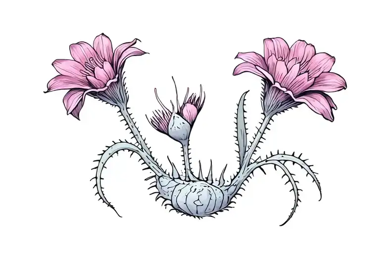 venus flytraps and their flowers tattoo design idea