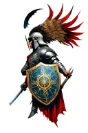 sparta warrior, shield zodiac cancer tattoo design idea