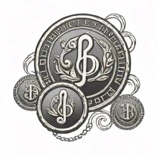 Penny coin with musical notes and include Rastafarian color tattoo design idea