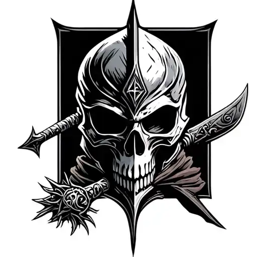 Berserk skull knight tattoo design idea