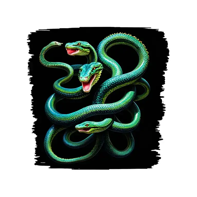 2 headed hydra snake wrapping tattoo design idea