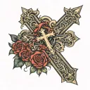 religious cross surrounded tattoo design idea