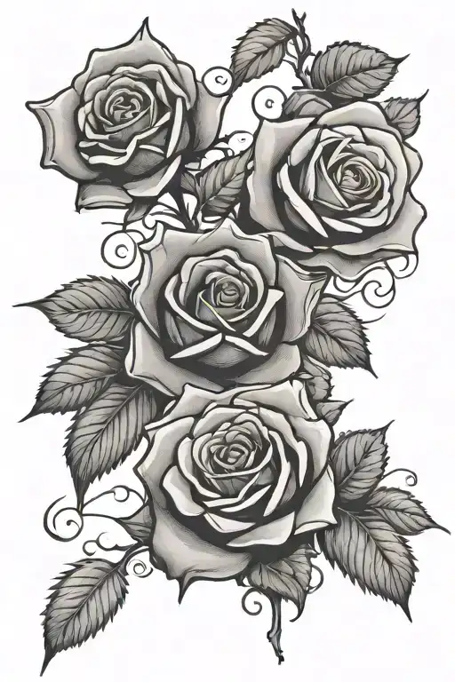 a 8 rose cluster with 2009 in the middle and a small cross with a cool font tattoo design idea