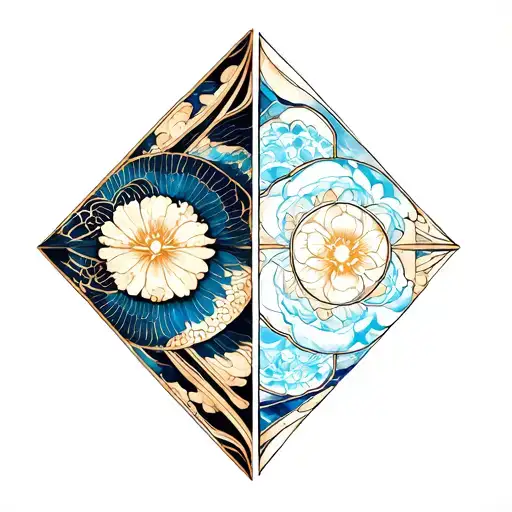 Gemini and Aquarius patern geometrical tattoo design idea