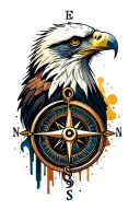 eagle with compass tattoo design idea