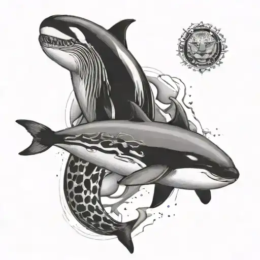 orca and leopard seal   tattoo design idea