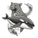 orca and leopard seal   tattoo design idea