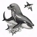 orca and leopard seal   tattoo design idea