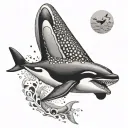 orca and leopard seal   tattoo design idea