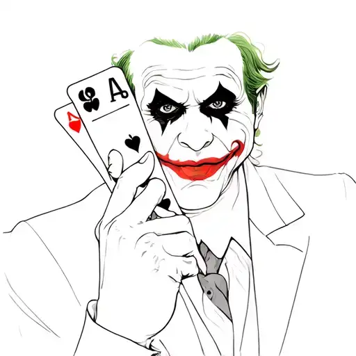 a joker holding a playing card tattoo design idea