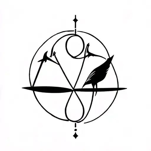 Libra sign fused with Sagittarius sign for dad and daughter bond tattoo design idea