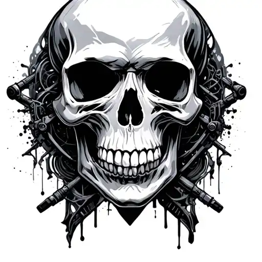 Cyber Sigilism Skull tattoo design idea