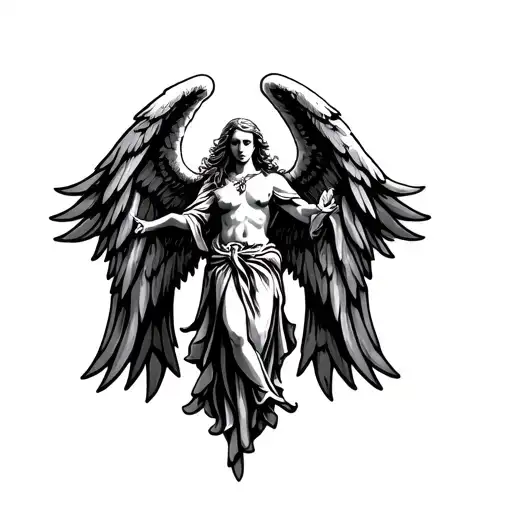 st Raphael angel's wings tattoo design idea