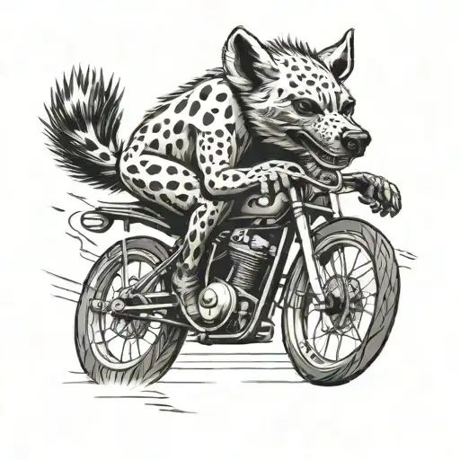 hyena skull on a bike racing tattoo design idea