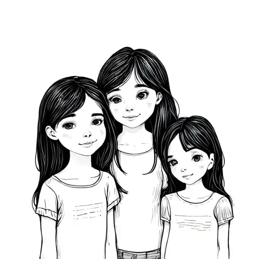 Mother 3 daughters minimalist tattoo design idea