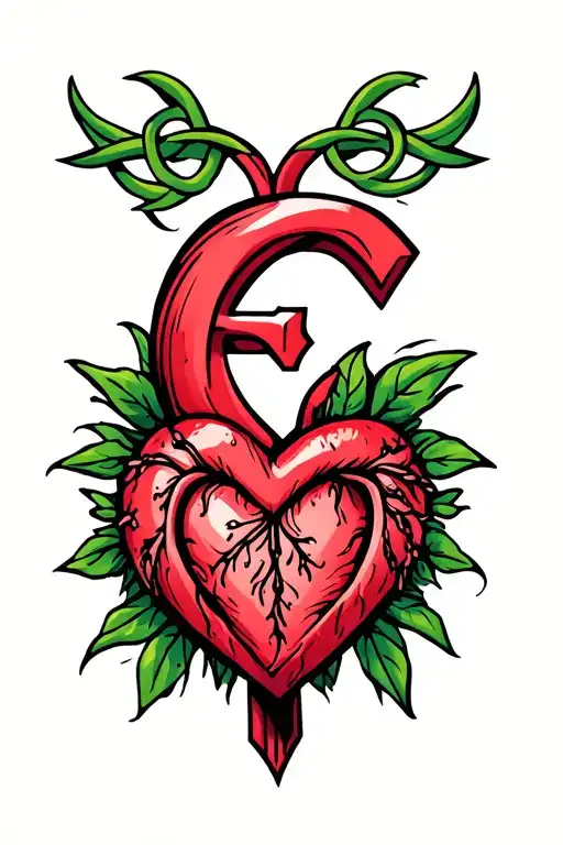 Celtic heart with letter e in it tattoo design idea