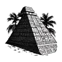 A Mayan pyramid with Egyptian hieroglyphs representing strength and resilience tattoo design idea