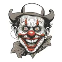 a funny clown face like laughing at people's nonsensical tattoo design idea