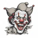 a funny clown face like laughing at people's nonsensical tattoo design idea