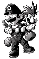 dragonball z and Mario Bros characters tattoo design idea