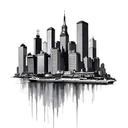 boston skyline or scene tattoo design idea