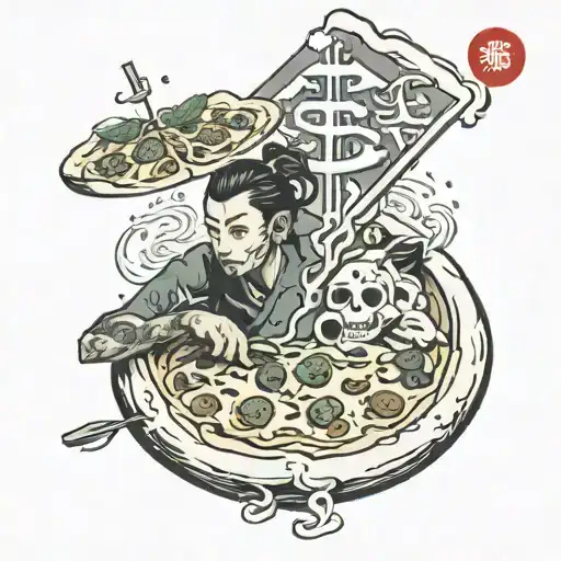 pizza pasta tattoo design idea