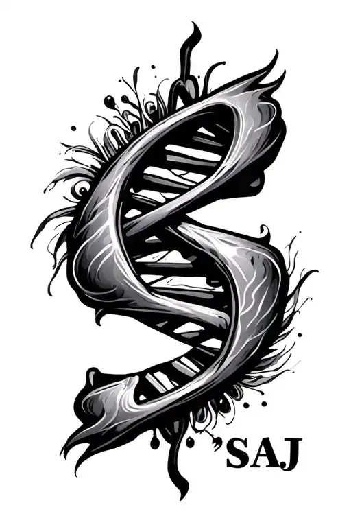 "S A J" Dna Strand tattoo design idea