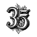 Number 35 and Br tattoo design idea