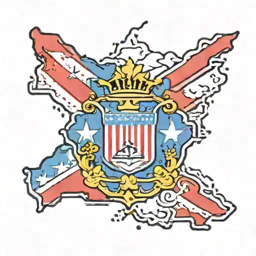 Puerto Rico flag inside new jersey outline filled tattoo design idea