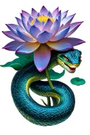 a snake sliding down from a lotus flower tattoo design idea