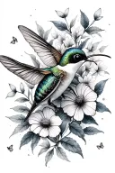 BOTANICAL GARDEN HUMMINGBIRD WATERCOLOR BEE BUTTERFLIES tattoo design idea