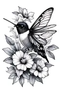 BOTANICAL GARDEN HUMMINGBIRD WATERCOLOR BEE BUTTERFLIES tattoo design idea