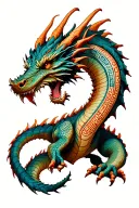 A circle dragon that bites the tail (Oroaborus) on its flesh engraved with the Nordic confinement runes tattoo design idea